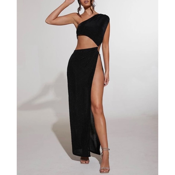 Amelia Maxi Cut Out One Shoulder Slit Thigh Dress - Picture 6 of 13